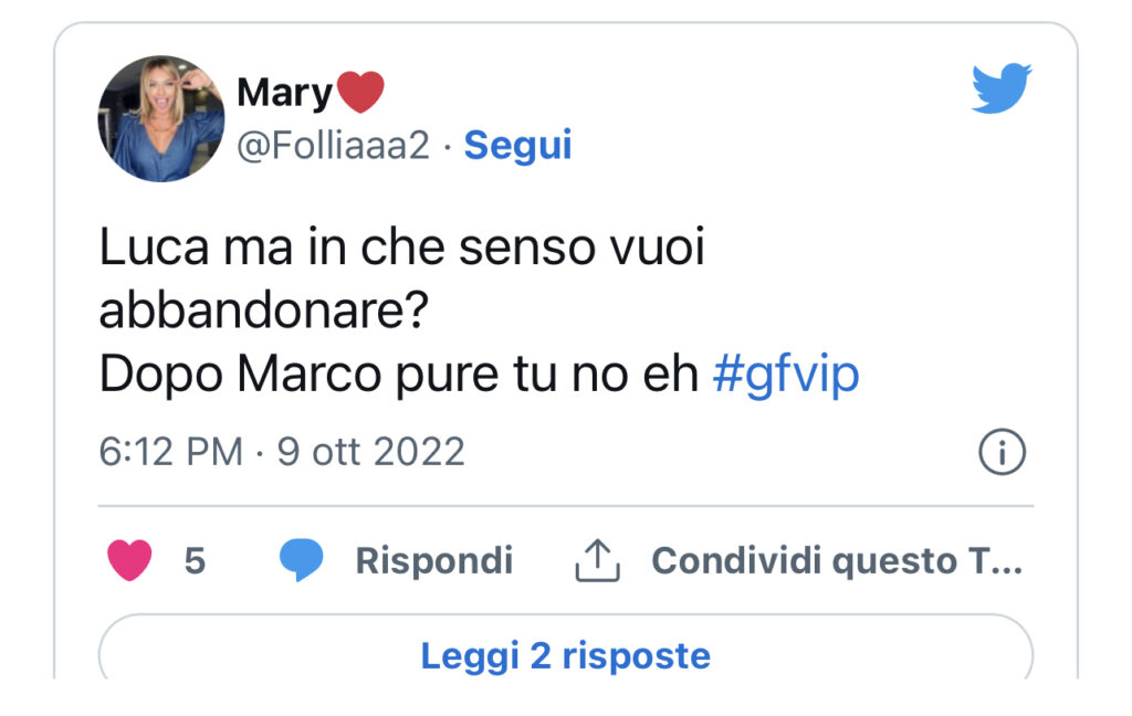 GFVIP, Luca vuole abbandonare la casa 2