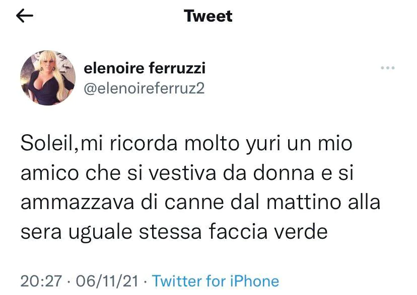 GFVIP, Elenoire e le frasi shock su Soleil 3