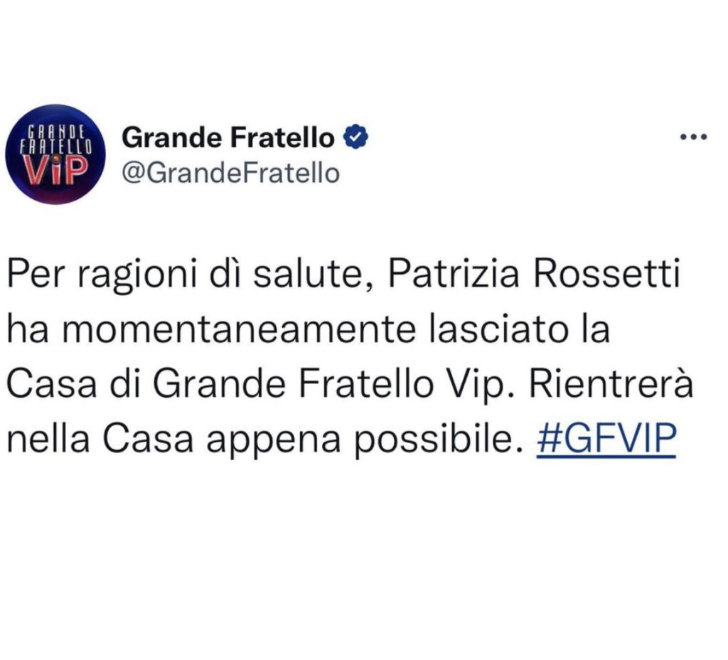 GFVIP, Patrizia Rossetti sparisce dalla casa, fan preoccupati 2