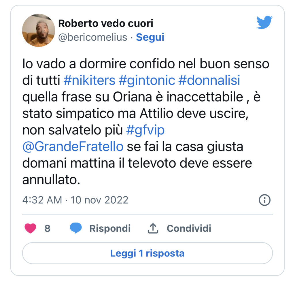 GFVIP, la frase orribile di Attilio nei confronti di Oriana 2