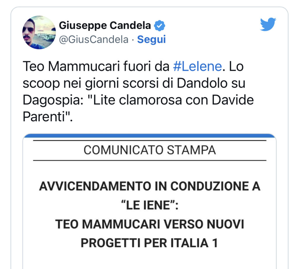 Le Iene, Teo Mammuccari abbandona il programma 2