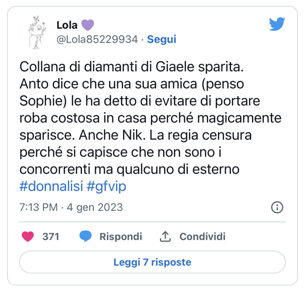 GFVIP, sparisce la collana di diamanti di Giaele 2