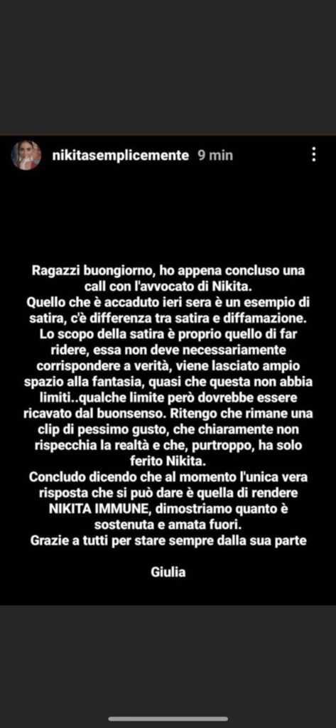 GFVIP, Milena imita Nikita, l’account Ig contatta l’avvocato 2