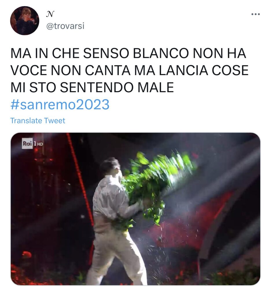 Sanremo 2023, Blanco distrugge la scenografia, la reazione di Amadeus 2
