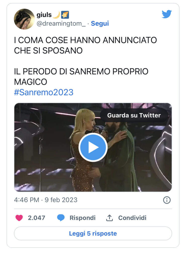 Sanremo 2023, proposta di matrimonio al Festival 2