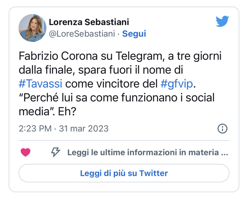 GFVIP, Fabrizio Corona rivela chi vincerà, secondo lui, il reality 2