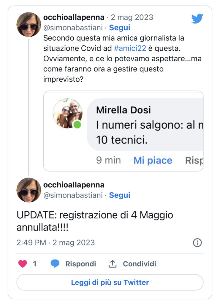 Amici, annullata la registrazione della semifinale 3