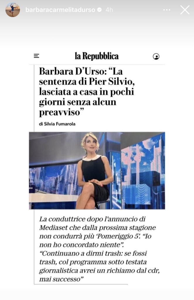 Barbara d’Urso si sfoga dopo l’addio a Pomeriggio 5 2