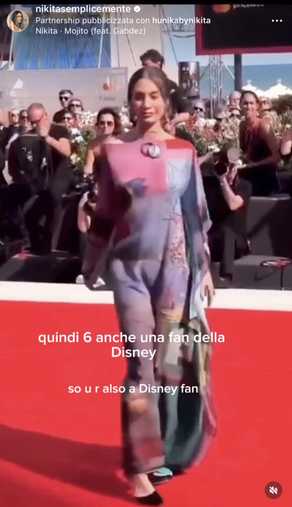 Nikita al Festival del Cinema di Venezia si presenta con un abito creato da lei 3