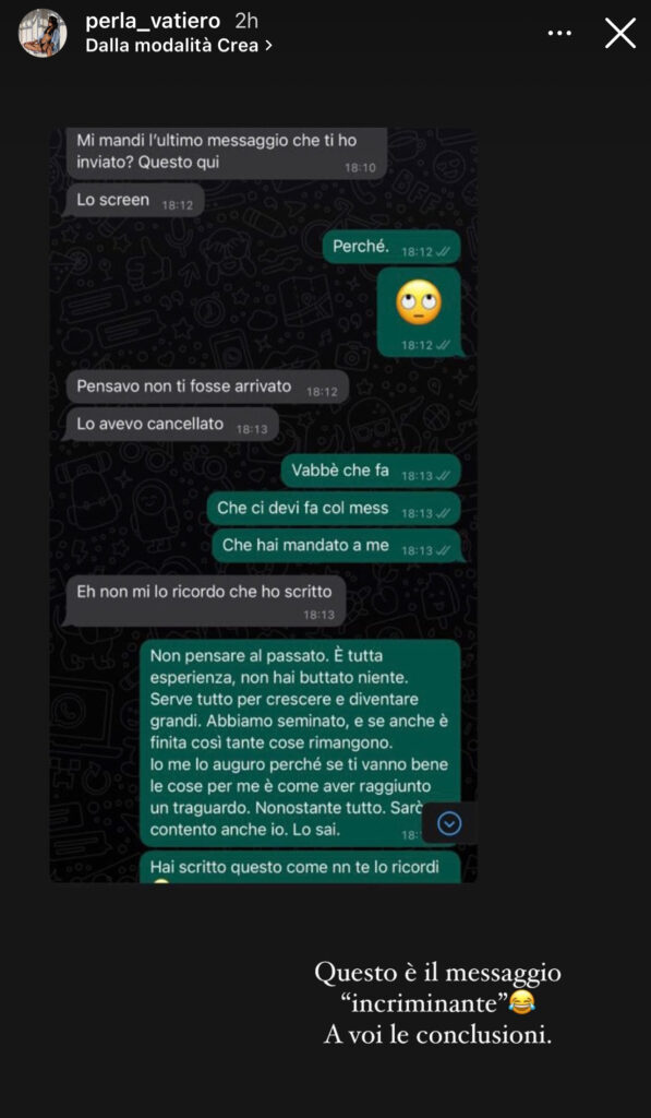 GF, Perla pubblica il messaggio che gli ha inviato Mirko 2