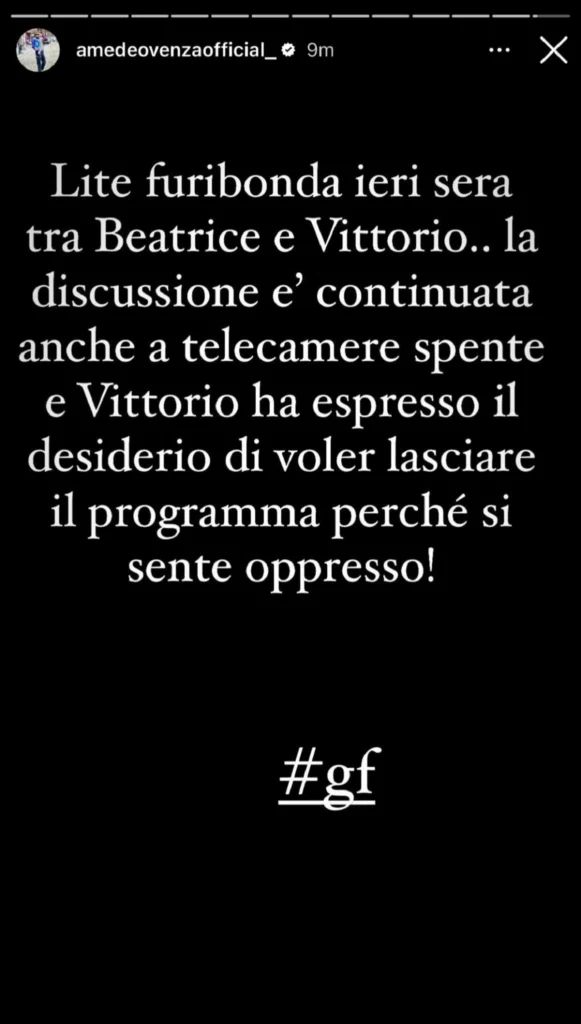 GF, lite furibonda tra Beatrice e Vittorio nella notte 2