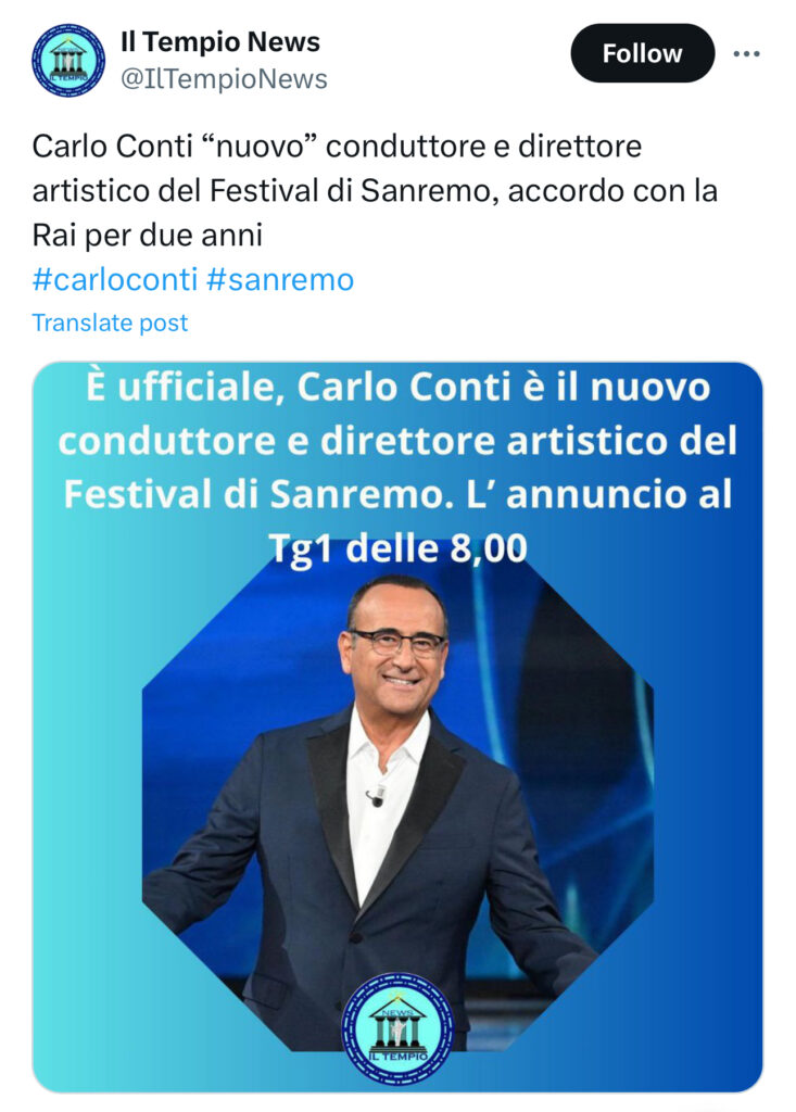 Sanremo 2025, scelto il conduttore che sostituirà Amadeus 2