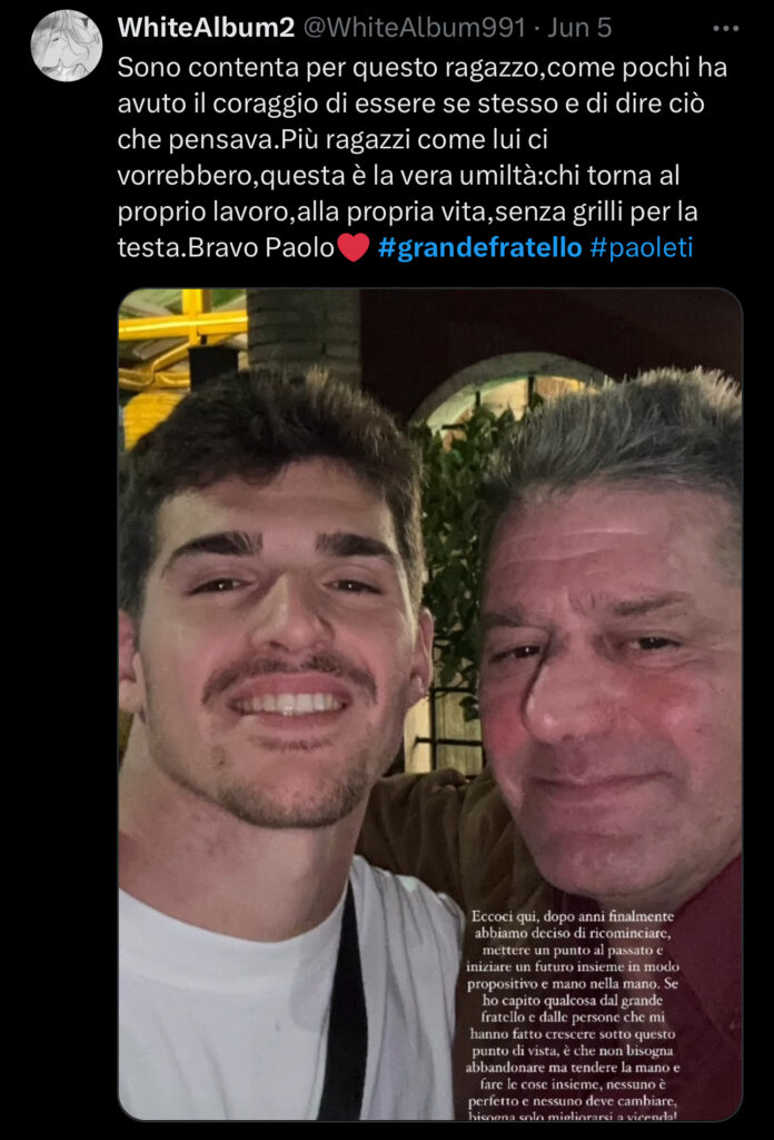 Grande Fratello, Paolo ritrova suo padre, il post commovente 2