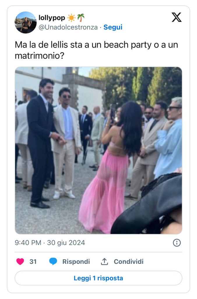 Matrimonio Cecilia e Ignazio, il look di Giulia De Lellis fa discutere 2