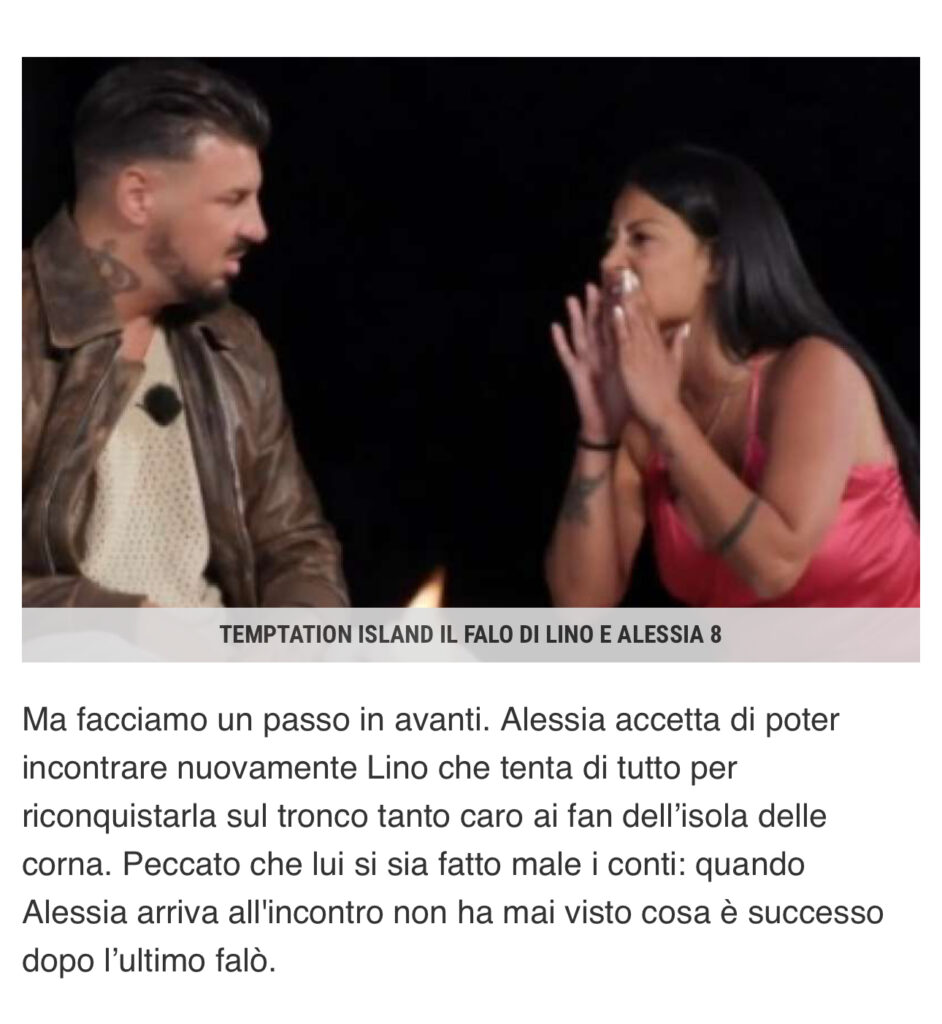 Temptation Island, come è andato a finire il falò di confronto tra Alessia e Lino 3