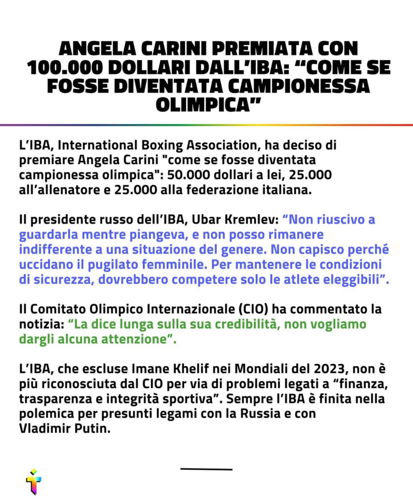 Olimpiadi Parigi 2024, Angela Carini verrà premiata 3