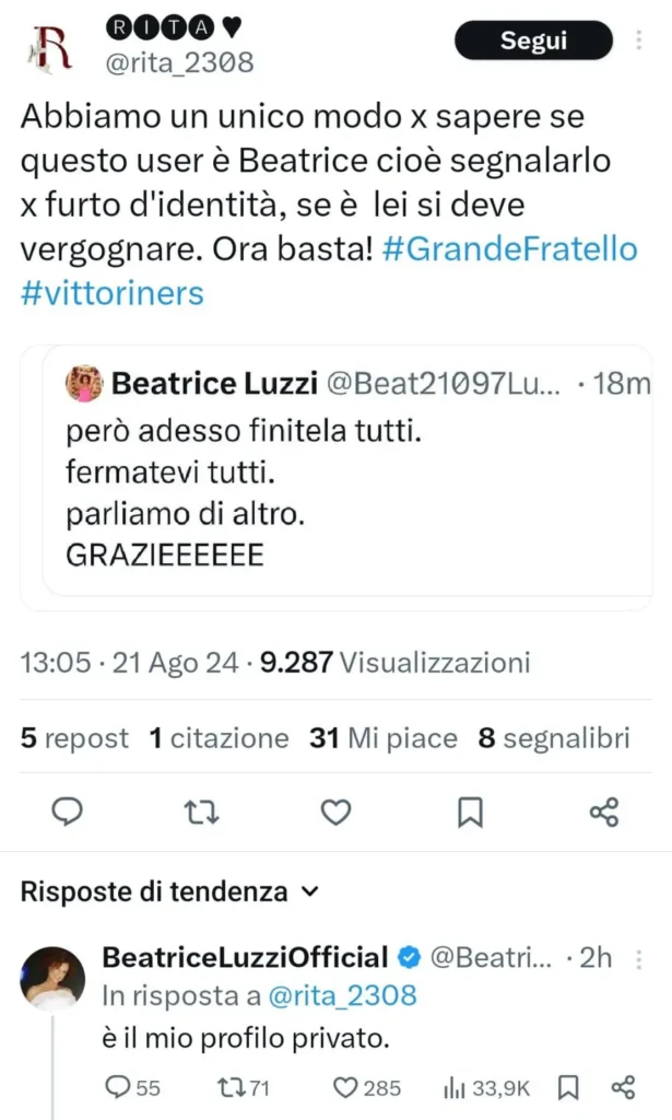 Grande Fratello, Beatrice e Vittorio hanno litigato 5