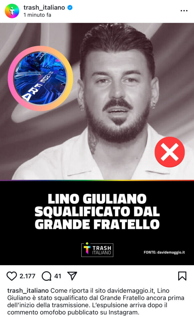 Grande Fratello, Lino squalificato 2