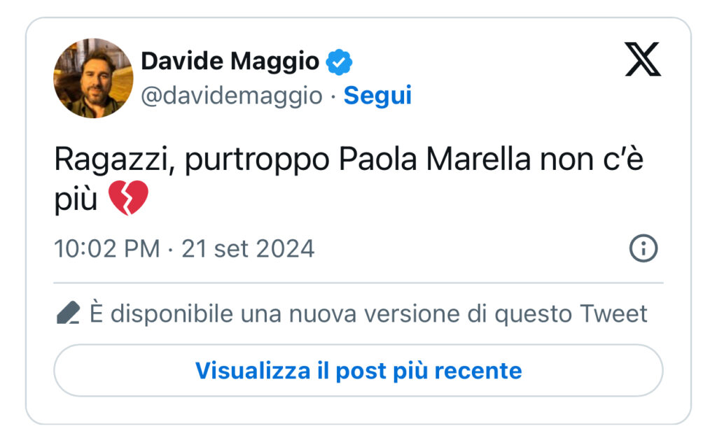 Paola Marella e’ venuta a mancare 2