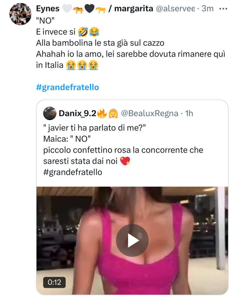 Grande Fratello, Shaila chiede a Maica di Javier 2