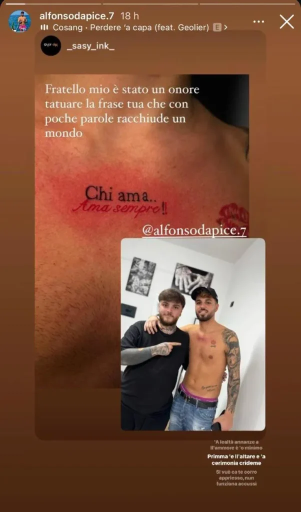 Grande Fratello, il tatuaggio di Alfonso per Federica 2