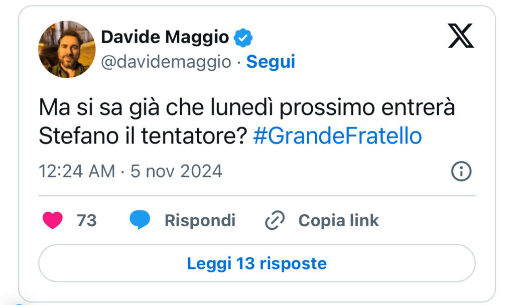 Grande Fratello, il tentatore Stefano entra nella casa 2