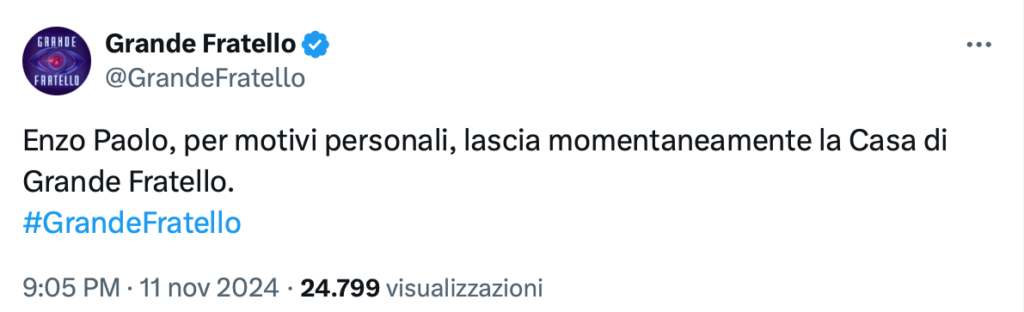 Grande Fratello, un concorrente lascia la casa durante la notte 2