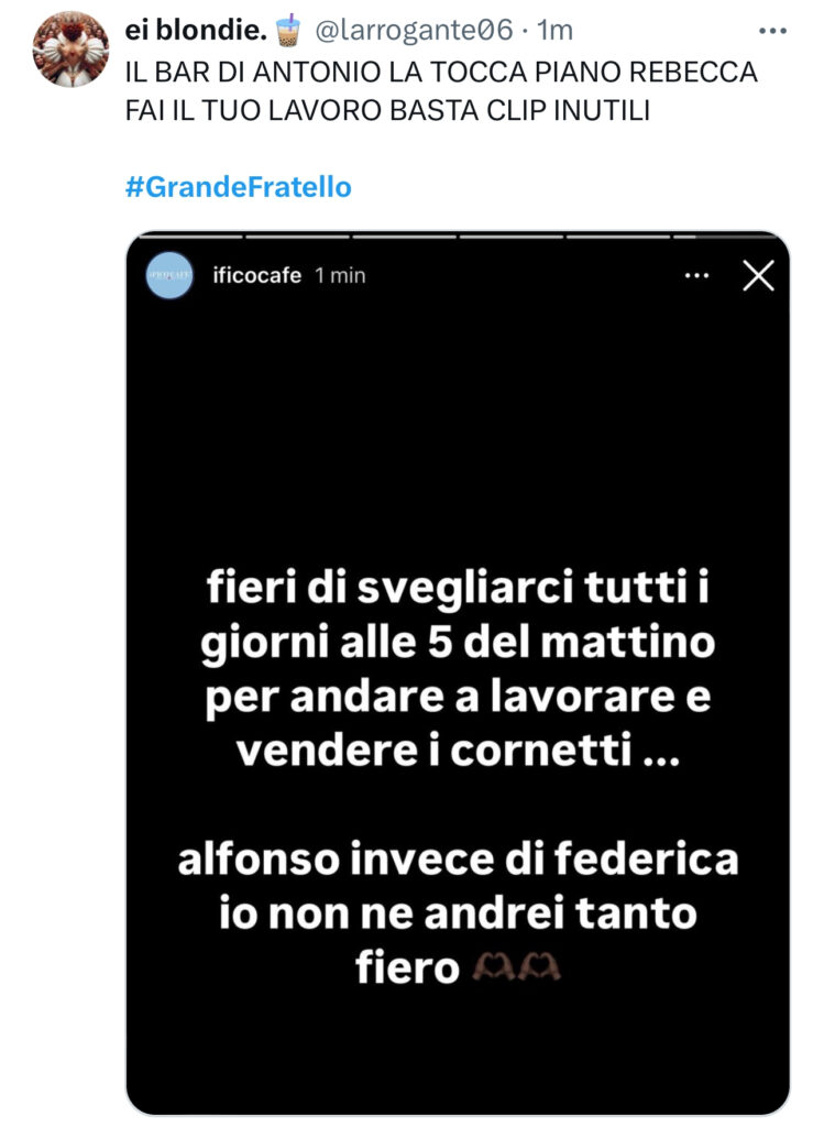 Grande Fratello, il bar di Antonio replica ad Alfonso 2