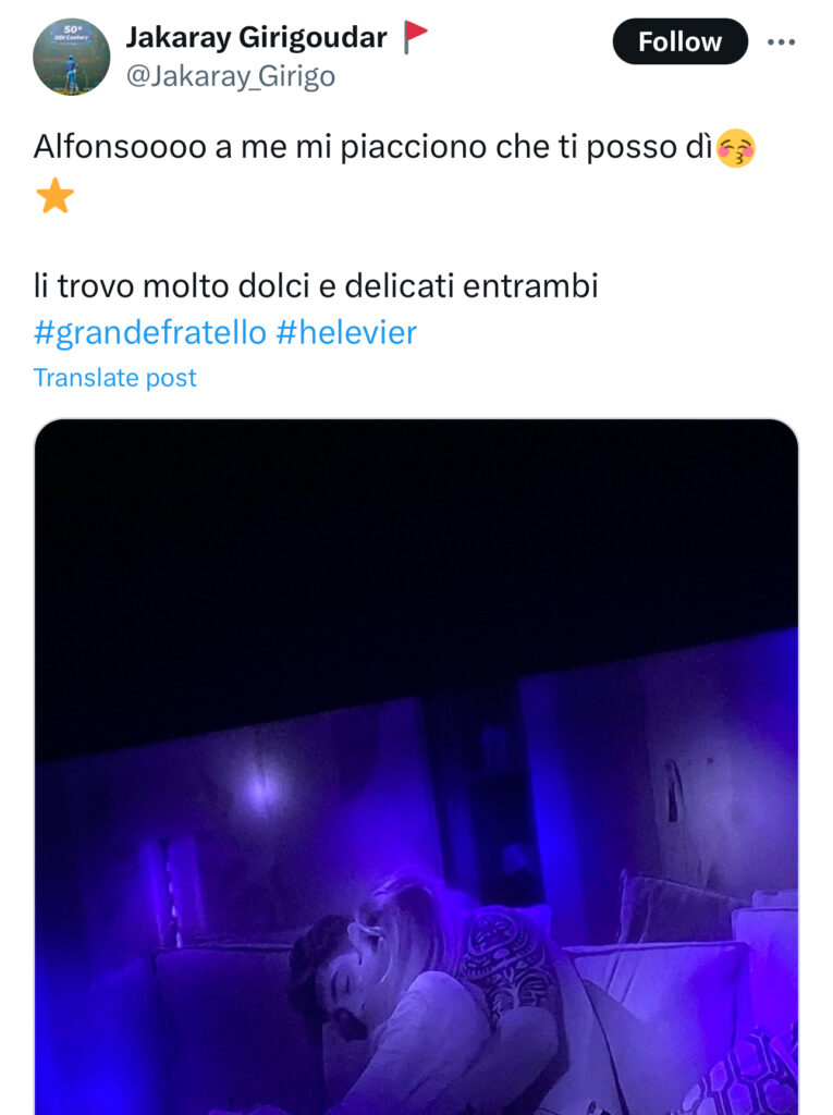 Grande Fratello, notte di intimità tra Helena e Javier 2