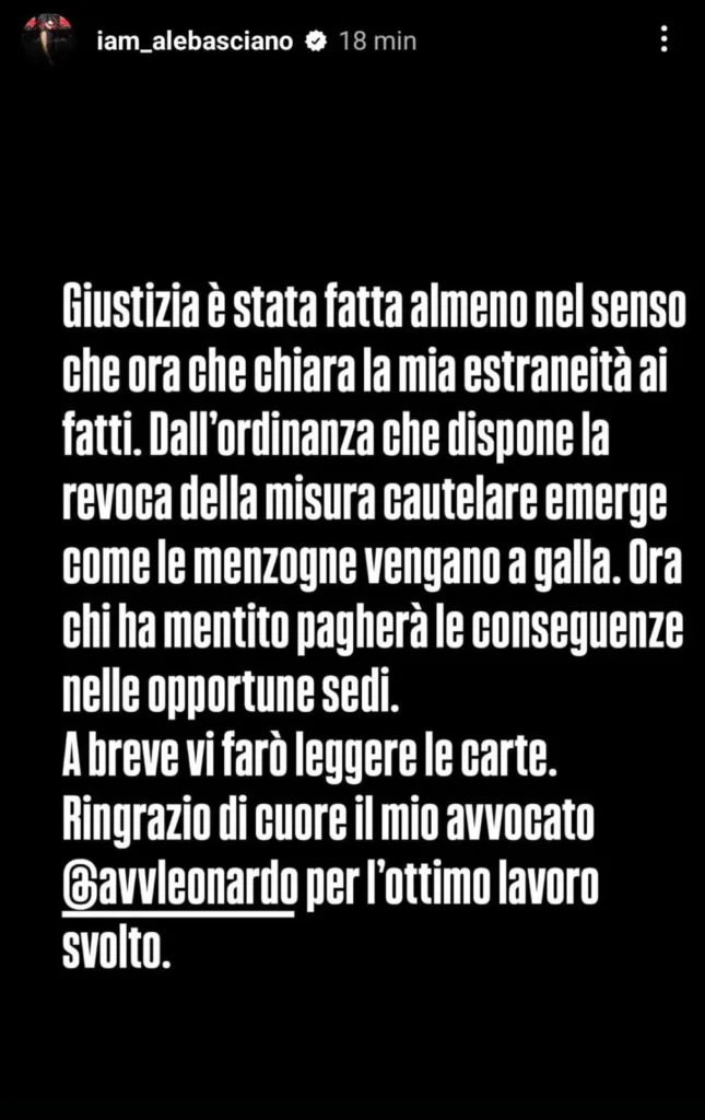 Alessandro Basciano, le prime parole dopo la scarcerazione 2