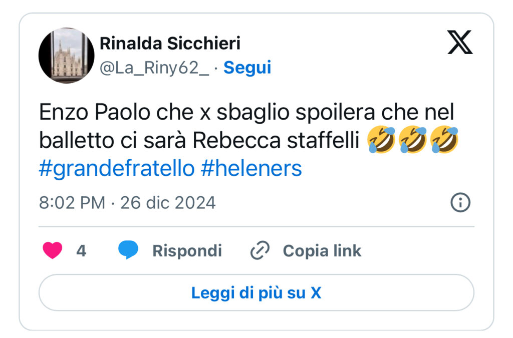 Grande Fratello, Enzo Paolo fa un altro spoiler dall’esterno 2