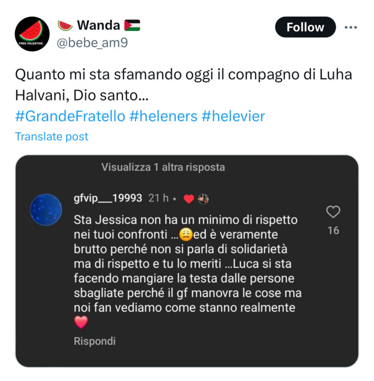 Grande Fratello Il Fidanzato Di Luca Contro Jessica Gossipposo