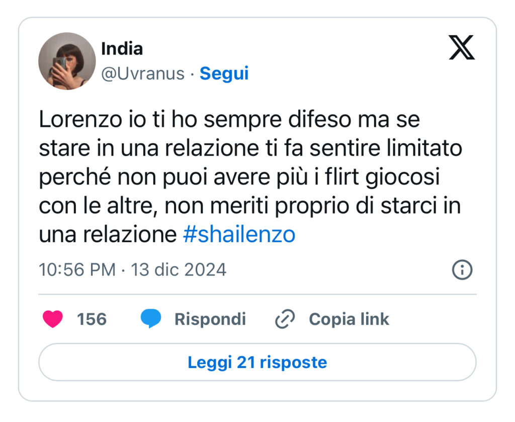 Grande Fratello, Lorenzo fa un passo indietro su Shaila 2