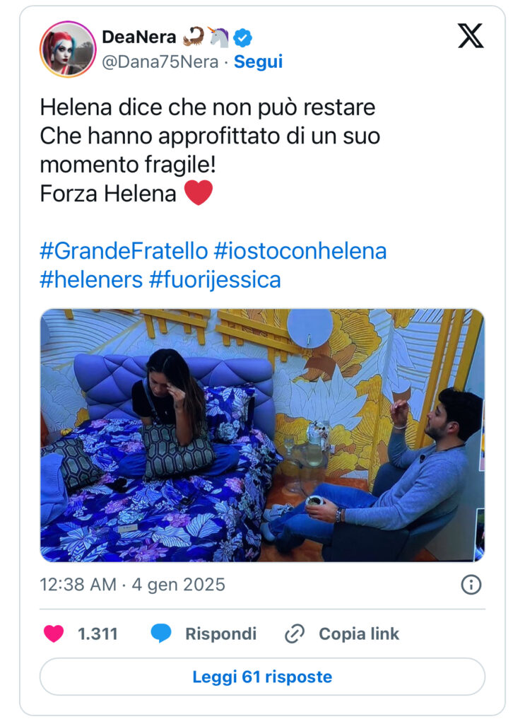 Grande Fratello, Helena vuole abbandonare 2