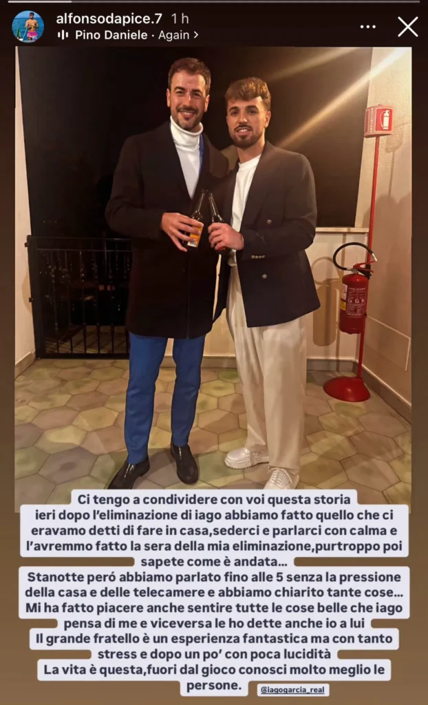 Grande Fratello, Alfonso e Iago dopo la puntata si sono incontrati 2