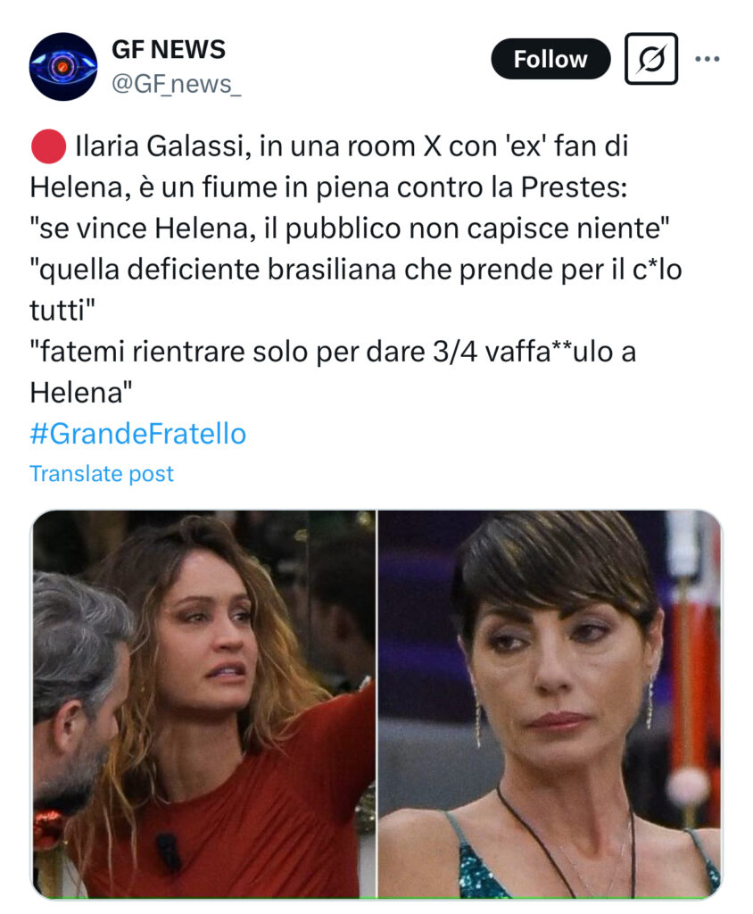 Grande Fratello, Ilaria inveisce contro Helena in una room su Twitter 2