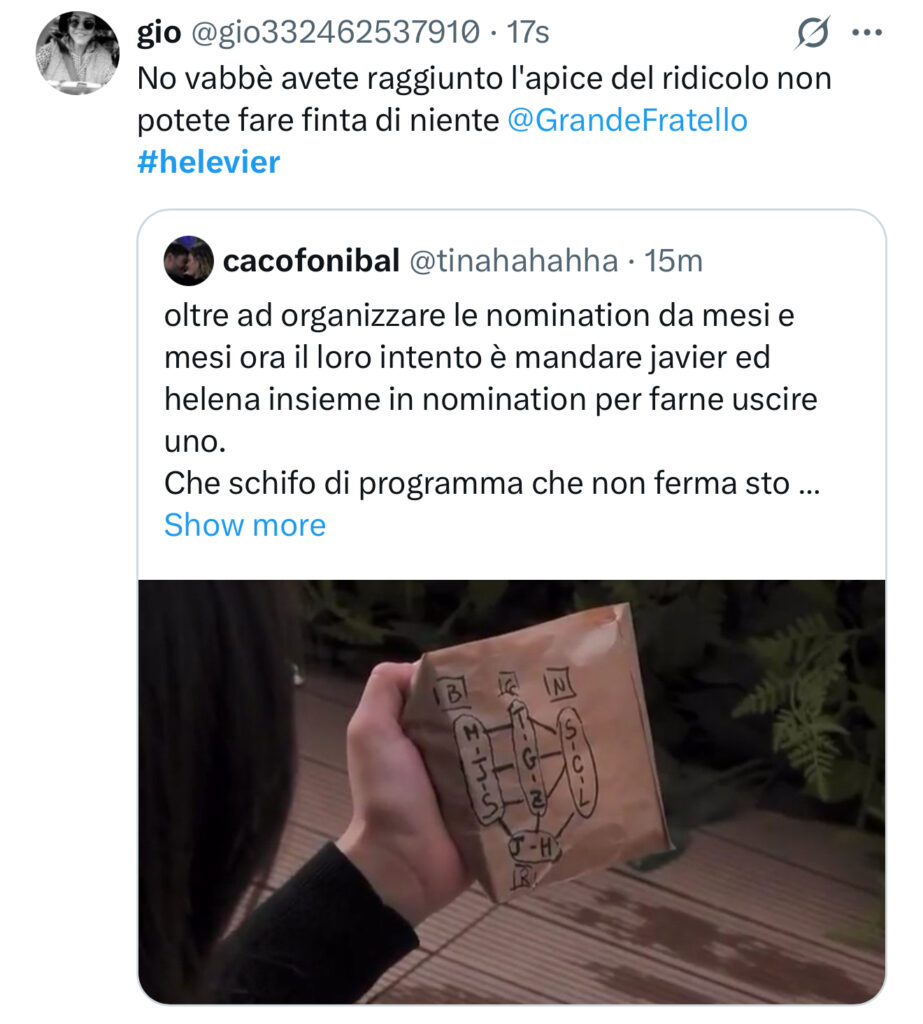 Grande Fratello, Zeudi di accorda con il gruppo per le nomination 3