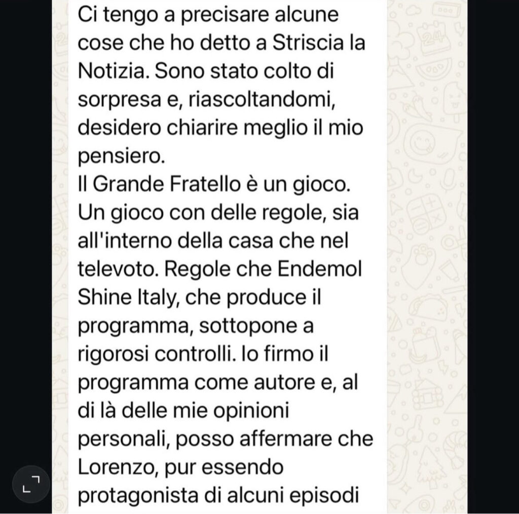 Grande Fratello, Alfonso parla nuovamente di Lorenzo e del suo intervento a Striscia la notizia 2