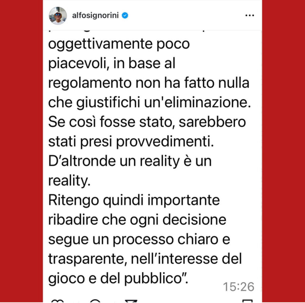 Grande Fratello, Alfonso parla nuovamente di Lorenzo e del suo intervento a Striscia la notizia 3