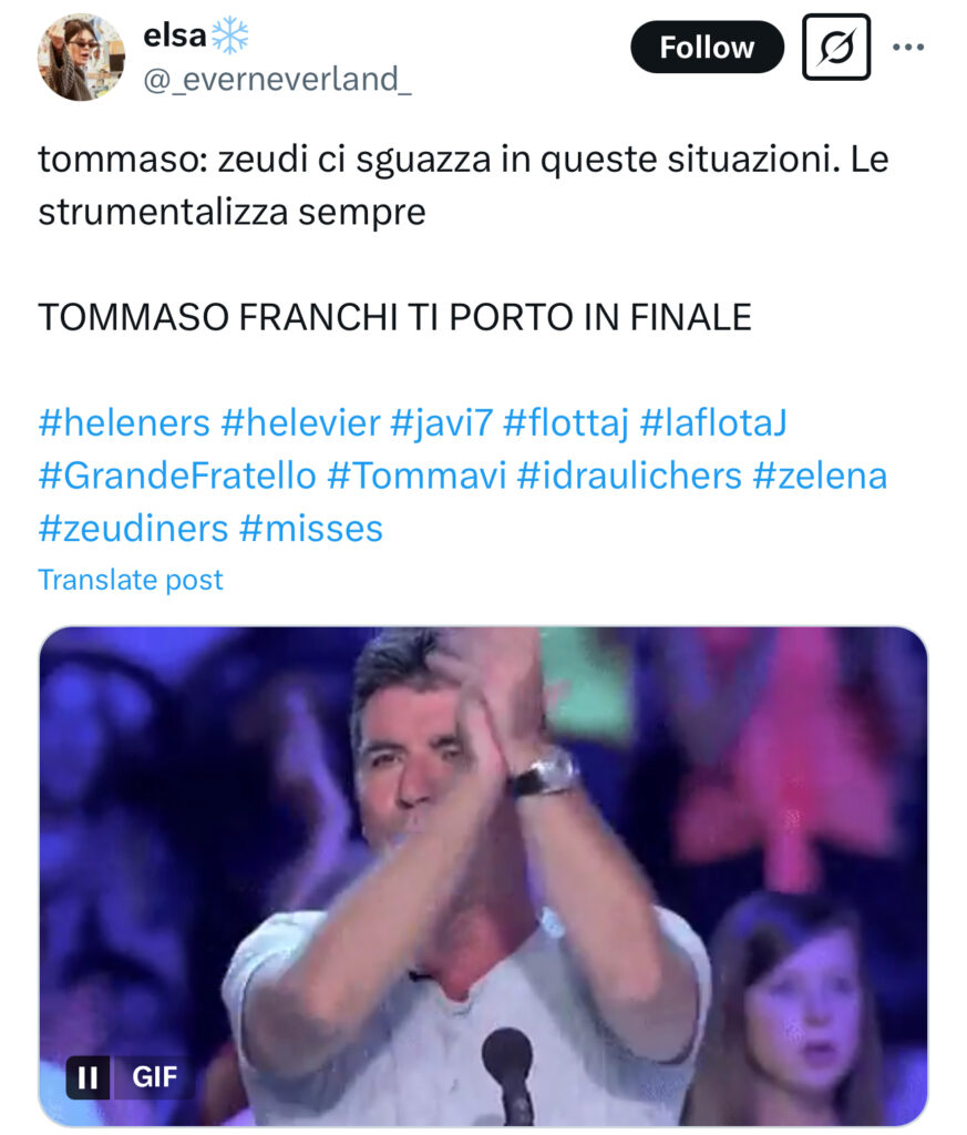 Grande Fratello, Tommaso contro Zeudi 2