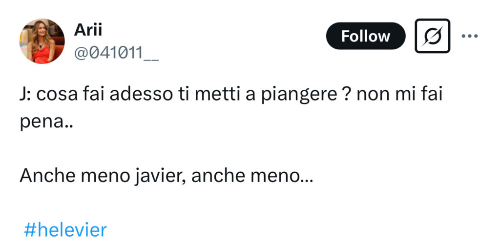 Grande Fratello, Javier lascia Helena 2